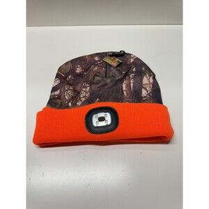 Camouflage & Orange Beenie/toboggan With Led Head Light